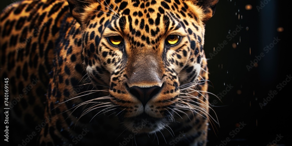 Fototapeta premium Close up of a leopard's face, perfect for wildlife projects