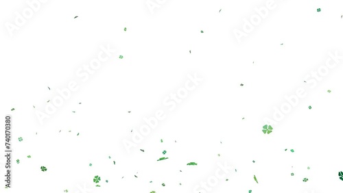 explosion de trèfles verts à quatre feuilles - rendu 3D - canal alpha séparé photo