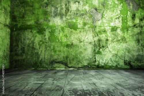abstract green background  gray grunge design texture and wall