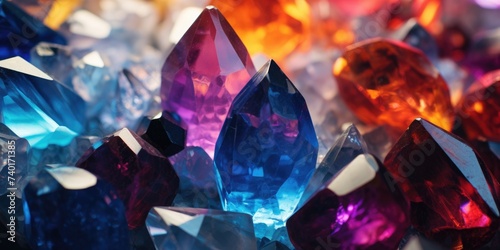Close up of vibrant colorful crystals, perfect for science or geology concepts