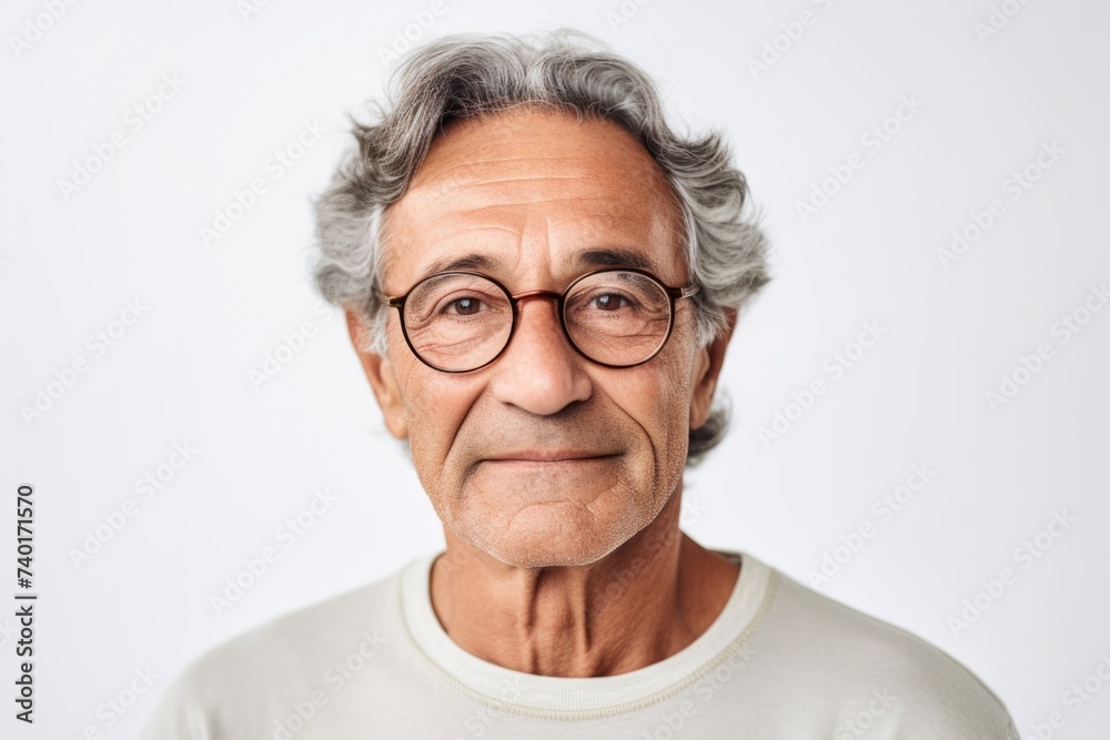 An older man wearing glasses and a white shirt, suitable for various concepts and designs An older man wearing glasses and a white shirt, suitable for various concepts and designs