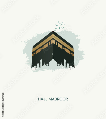 Hajj Mabrour Islamic banner template design with kaaba illustration and Arabic calligraphy. Hajj mabrour creative design.