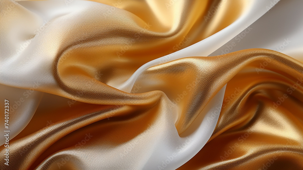 Fototapeta premium Gold color silk fabric texture material 