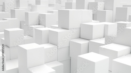 White cubes arranged in a room  perfect for interior design concepts