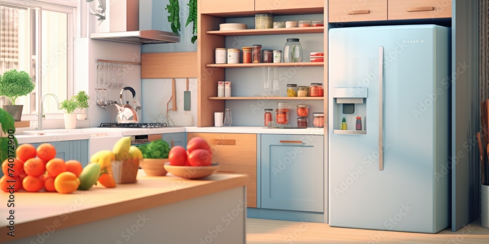 A kitchen filled with a variety of different types of food. Perfect for food blogs or recipe websites A kitchen filled with a variety of different types of food. Perfect for food blogs or recipe websites