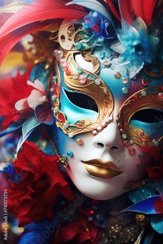 Close up of a mask with delicate flowers, perfect for fashion or beauty concepts