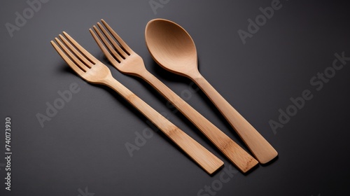 Kitchen utensils on wooden table, perfect for food blogs or recipe websites