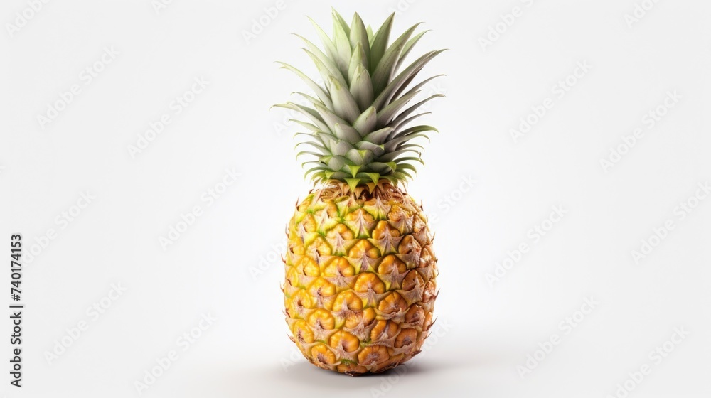 Ripe pineapple fruit on a clean white background, perfect for food and tropical-themed designs Ripe pineapple fruit on a clean white background, perfect for food and tropical-themed designs