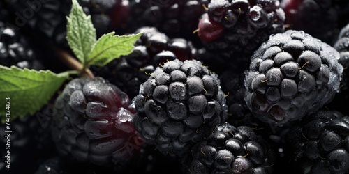 Close up of a bunch of ripe blackberries, perfect for food and healthy eating concepts