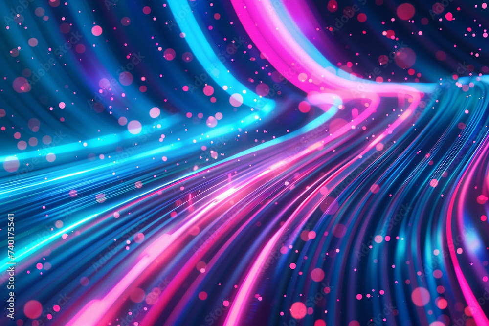 Abstract background with pink blue neon moving high speed - obrazy, fototapety, plakaty 