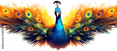 vector illustration of a peacock spreading its wings perfectly isolated on a white background