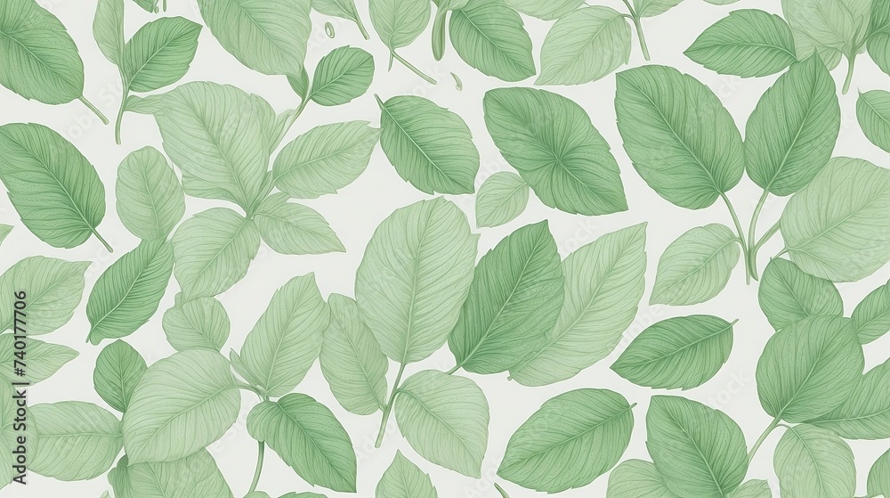 Obraz premium nature watercolor background lush green and delicate foliage seamless pattern.