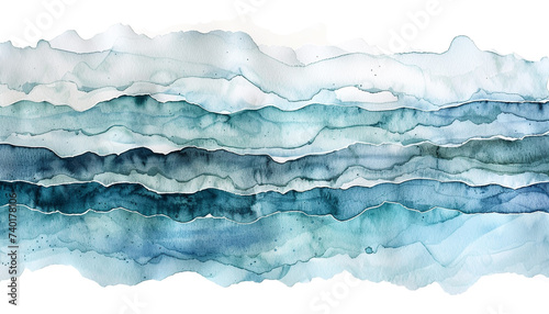 Aquamarine watercolor strip multilayered background © Alexander