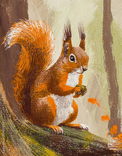 Squirrel abstract art painting