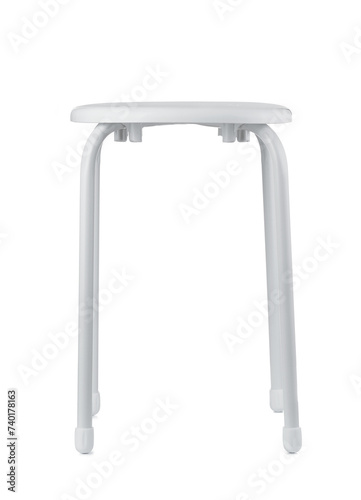 White plastic stool with metal frame