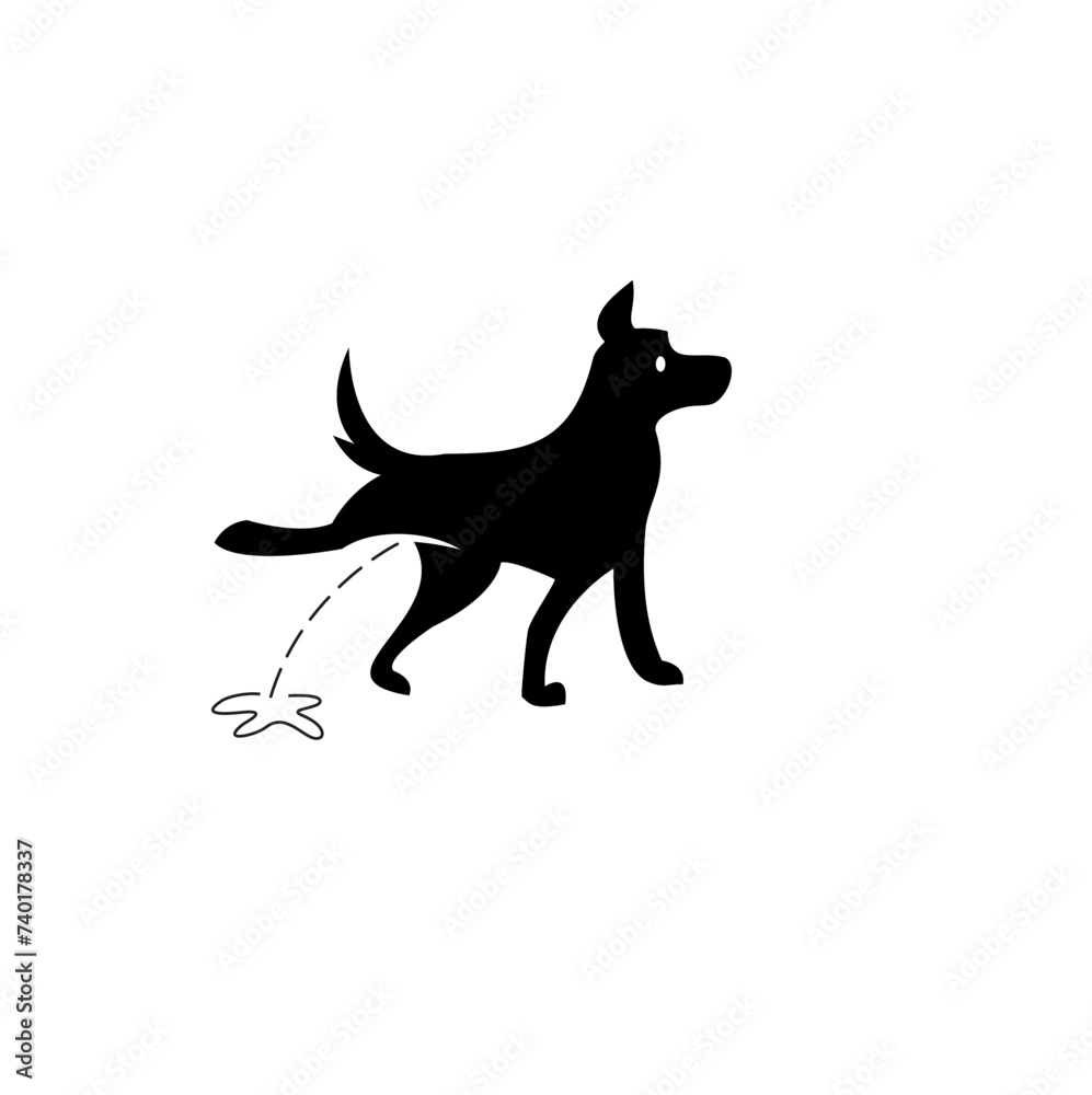 dog peeing silhouette vector illustration