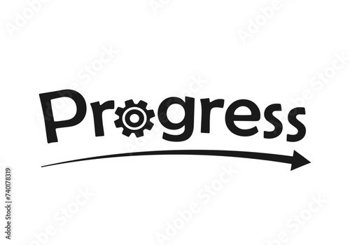 
Progress. Logo concept on the theme "Progress". concept. logotype. text. arrow. gears, for websites, white background, black background. purple, blue, orange, 3d effect