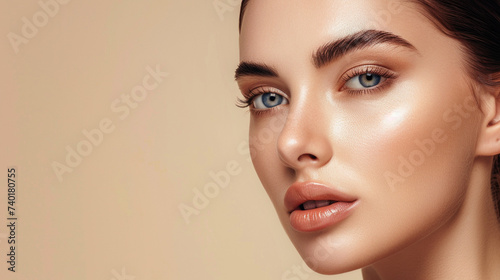 Beautiful woman portrait with perfect fresh clean skin