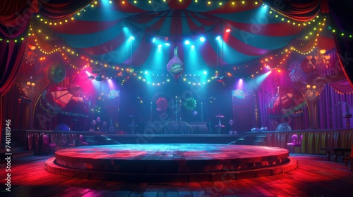 circus stage background, promotional materials and event announcements photo