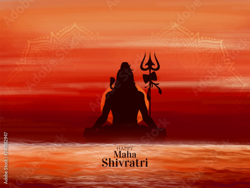 Happy Maha Shivratri Indian festival elegant greeting card background