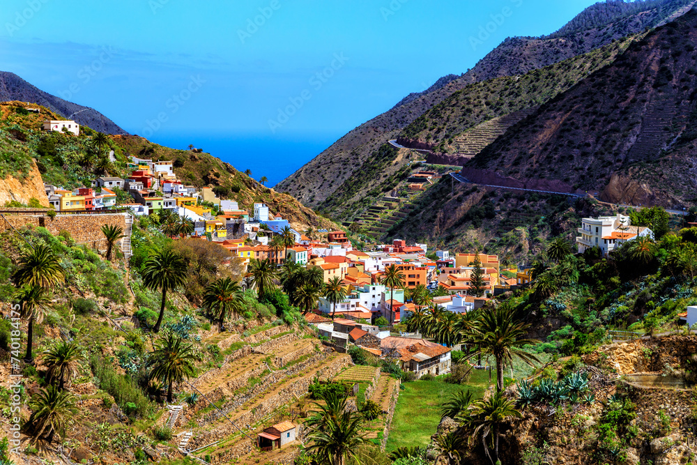 Village Vallehermoso, Island La Gomera, Canary Islands, Spain, Europe.