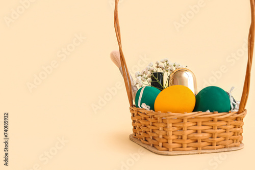 Wicker basket with green an...