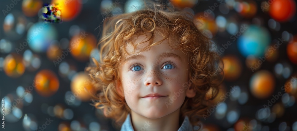 Innocent curiosity captured in a portrait of a young boy, mesmerized by his toy and showcasing the beauty of a child's human face Innocent curiosity captured in a portrait of a young boy, mesmerized by his toy and showcasing the beauty of a child's human face