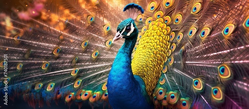 beautiful peacock with beautiful colorful wings