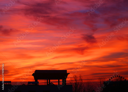 Photos of a red sunset and sky