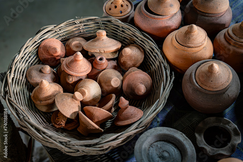 Handcraft Claypots, Thai Earthware ,Ko Kret island, Nonthaburi, Thailand. photo