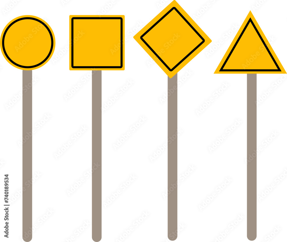 set of yellow signs road sign set of yellow signs road sign