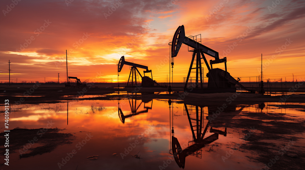 Silhouette of Drilling Platform with Sunset. Silhouette of Drilling Platform with Sunset.