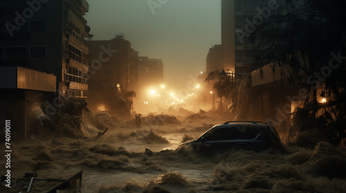Natural Disaster, Flash Flood in the City.