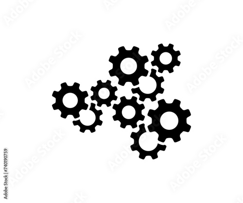 Metal gears and cogs icon. Rotating mechanism of round parts. Machine technology vector design and illustration.
