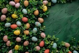 Happy Easter Eggs bright. Bunny hopping in flower easter egg hunt sponsors decoration. Adorable hare 3d intense rabbit illustration. Holy week Easter egg display card representational