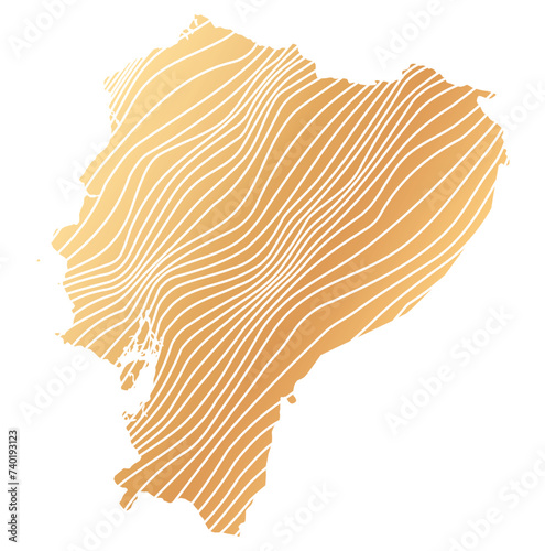abstract map of Ecuador - vector illustration of striped gold colored map