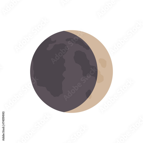 Vector waxing crescent, in flat style. The concept of astrology, astronomy, phases of the moon, lunar calendar, science, magic. Illustration isolated on white background, eps 10.