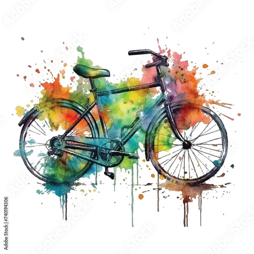 watercolor bicycle vector art illustration