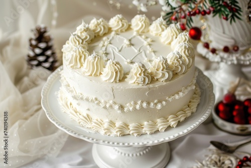 White frosted cake elegant decoration
