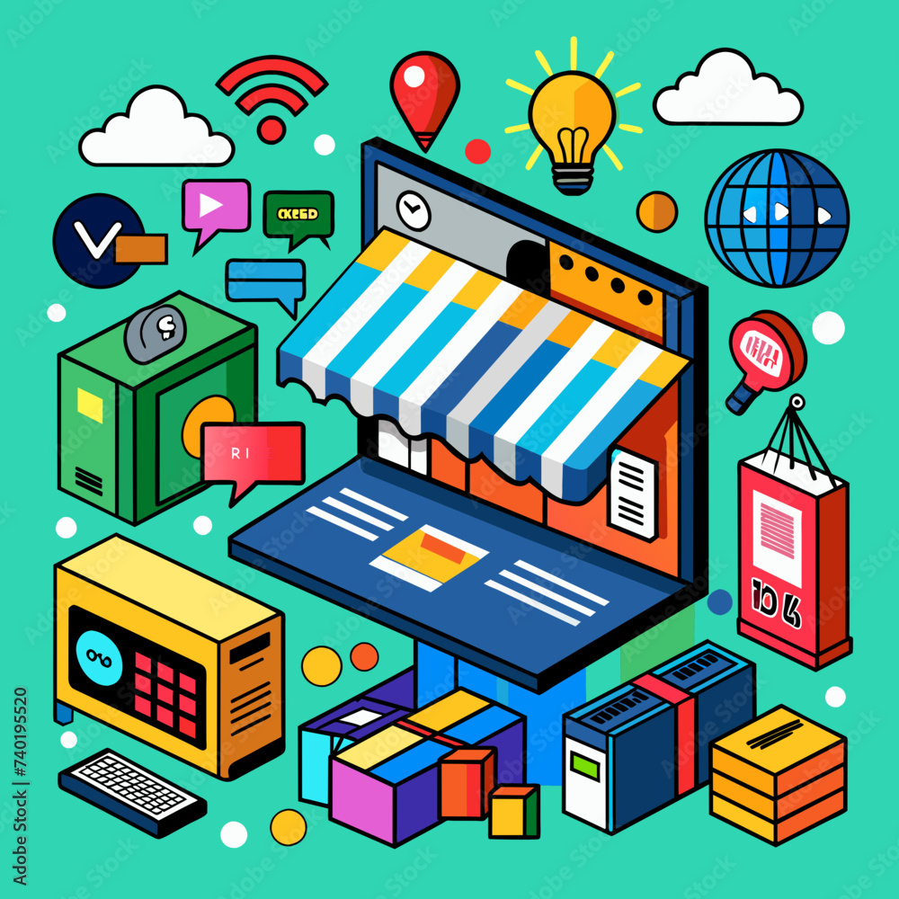Obraz premium E-commerce illustration: Revolutionizing the Way, We Shop Online