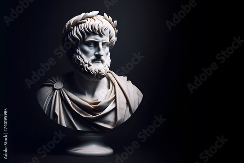 Bust of Aristotle, Greek Philosopher, in White Marble