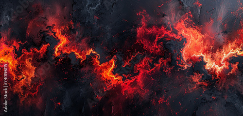 An abstract red and black firestorm, blazing with intensity and depth, captured in HD quality and 4K detail