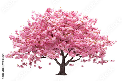 Pink sakura, Asian Japanese tree, cherry blossom isolated on white background © valiantsin