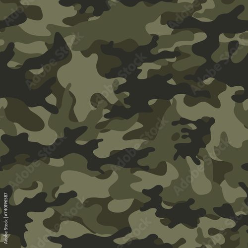  Forest camouflage background, army vector pattern, military fabric texture, khaki print