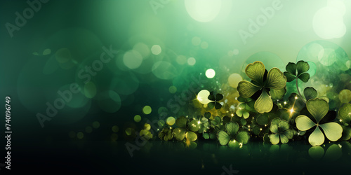 St Patricks day clovers on green background