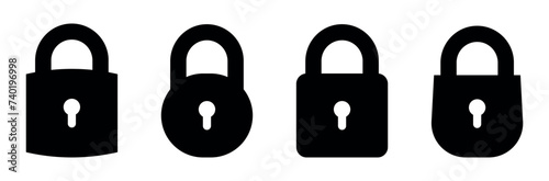 Locks icons set. Security symbol. Lock Unlock. Lock open and lock closed icon. Vector lock icons on transparent background. Vector illustration
