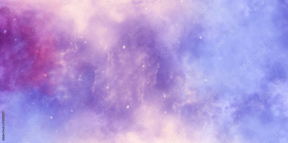 colorful watercolor space background. nebula in space. universe watercolor background texture. beautiful blue, purple, white, and red background with stars