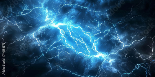 Electric Blue Lightning Bolts on Black Background