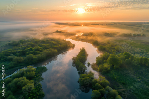 sunrise over the river