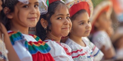 Portrait of children Mexican in Independence Celebration Day, Revolucion mexicana